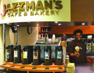 The familiar faces of Sodexo workers like Denzel (above) will still be employeed at the new Sandella’s facility which will replace Jazzman’s. The new facility will be constructed this summer.